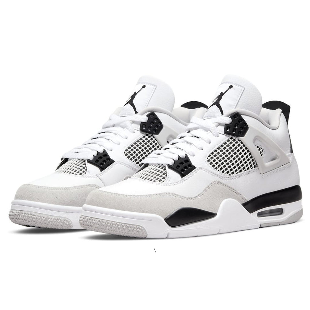 Air Jordan 4 Retro “Military Black” — Premium Leather Retro Sneaker in White, Neutral Grey & Black