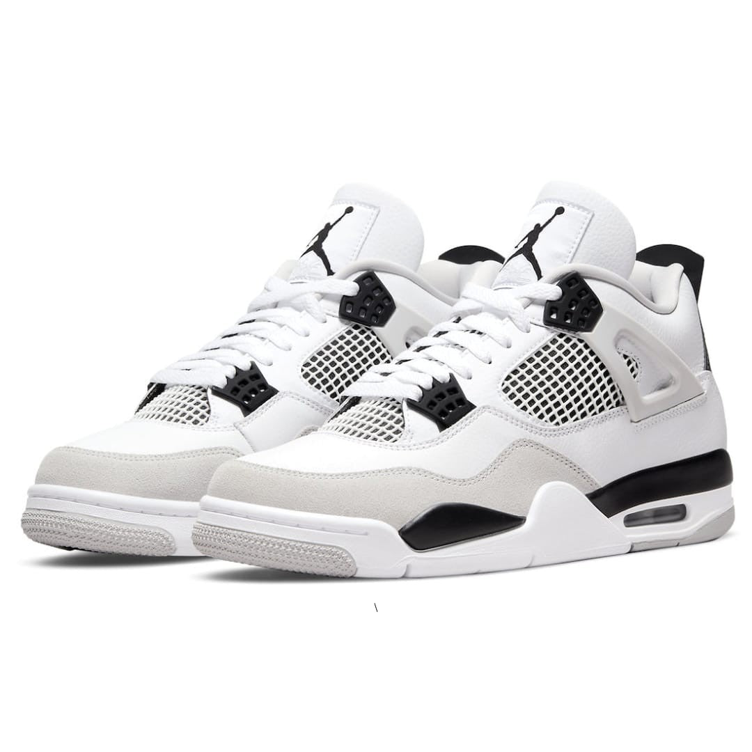 Air Jordan 4 Retro “Military Black” — Premium Leather Retro Sneaker in White, Neutral Grey & Black