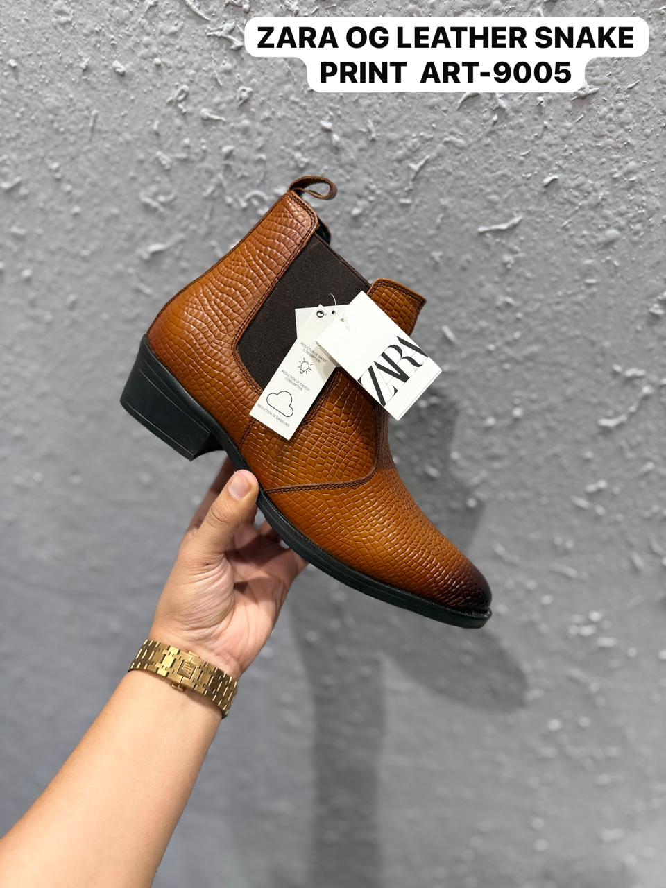 ZARA Snake Print Leather Chelsea Boots – Luxury Men’s Boots 3 Colours