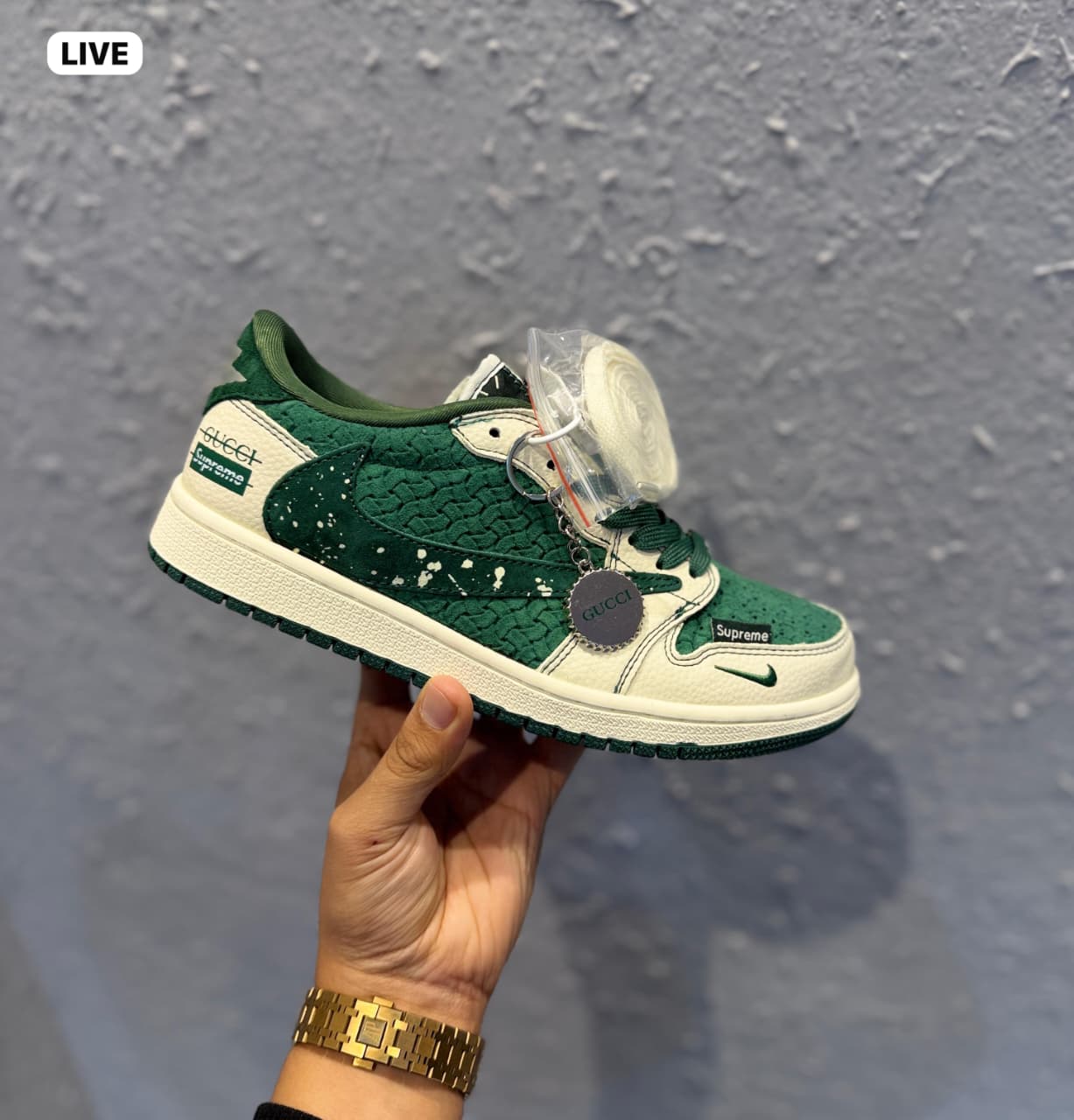 AJ 1 Reverse Supreme Gucci – High-Top Statement Sneakers