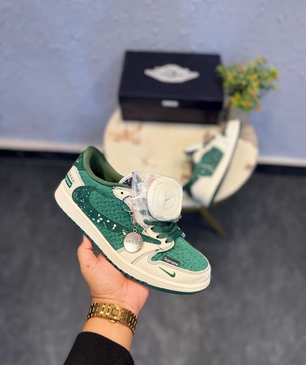 AJJ 1 Reverse Supreme Gucci – High-Top Statement Sneakers