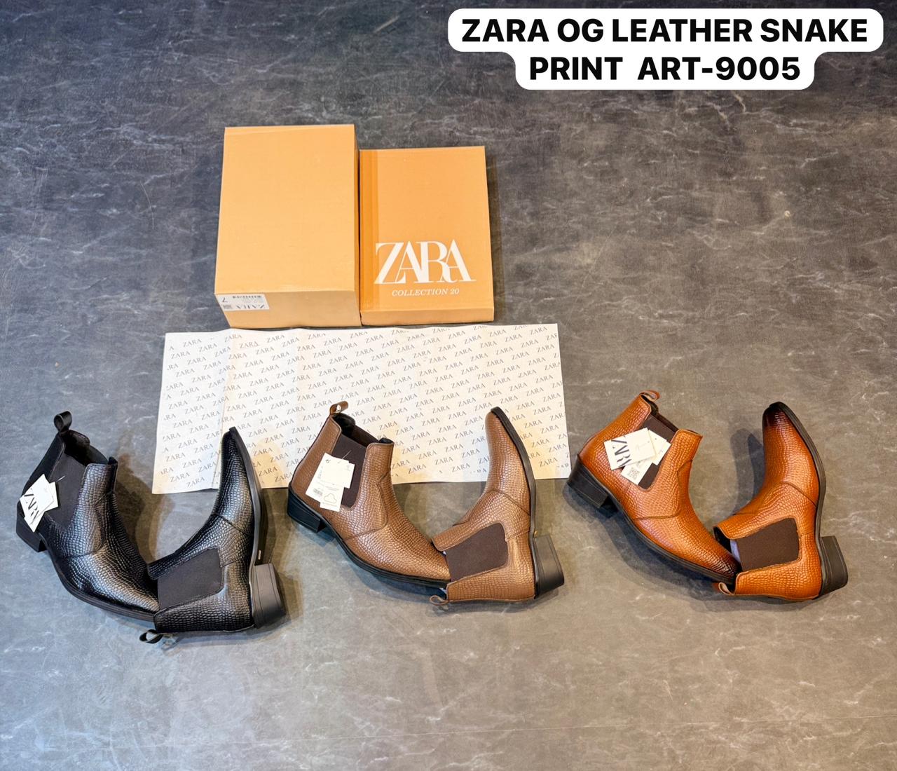 ZARA Snake Print Leather Chelsea Boots – Luxury Men’s Boots 3 Colours