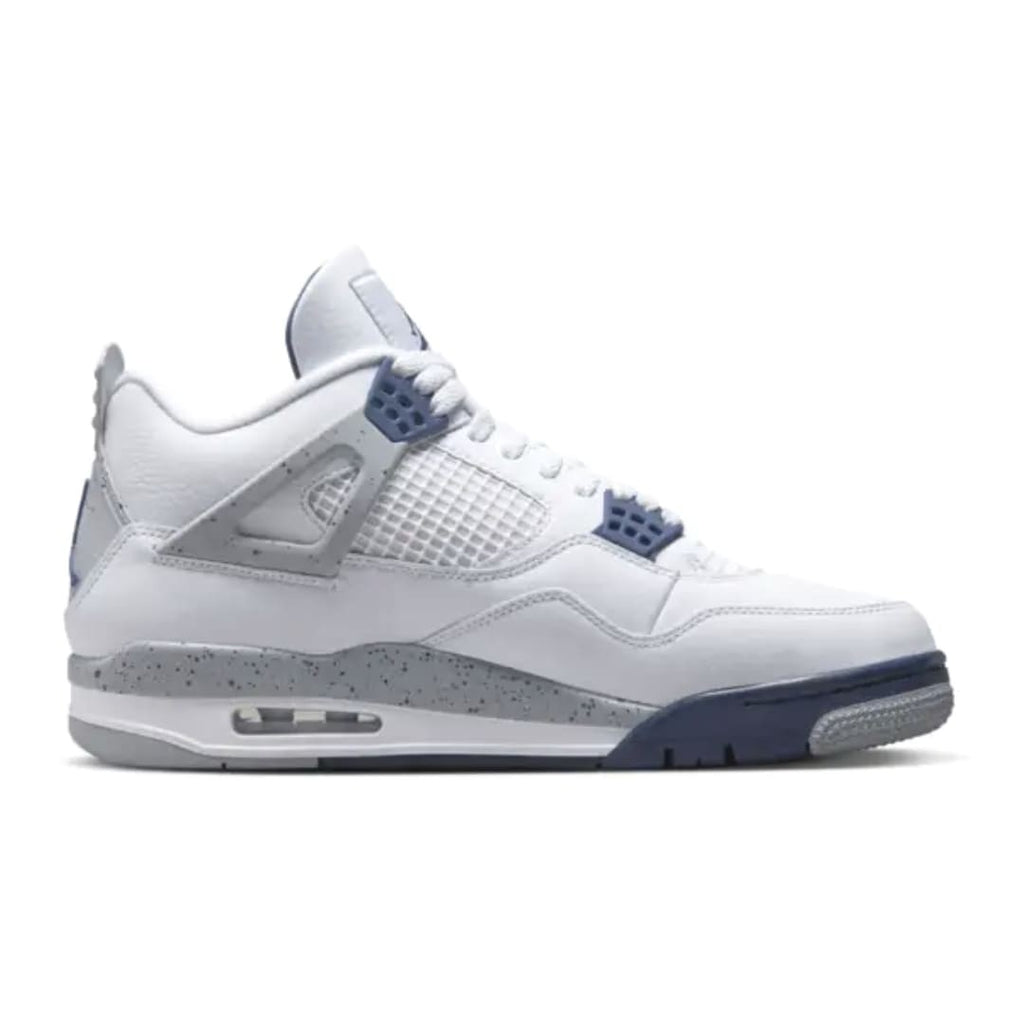 Air Jordan 4 “Midnight Navy” — Premium White Leather Retro Sneaker with Navy & Cement Grey