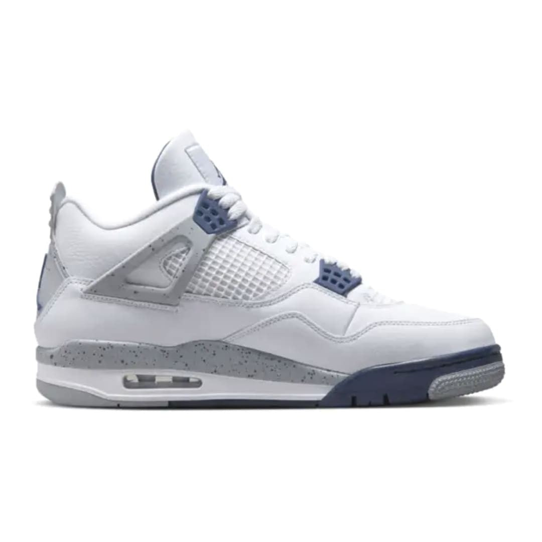 Air Jordan 4 “Midnight Navy” — Premium White Leather Retro Sneaker with Navy & Cement Grey