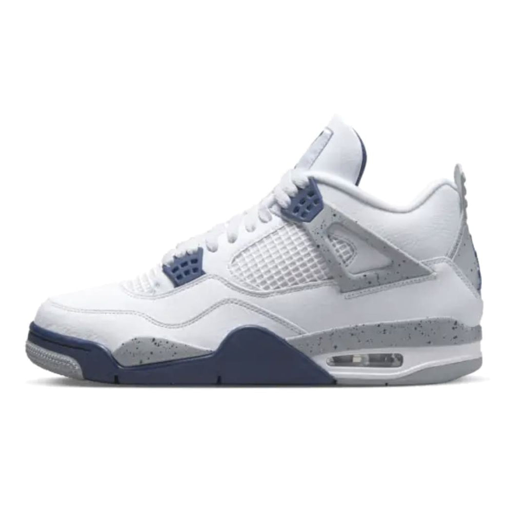 Air Jordan 4 “Midnight Navy” — Premium White Leather Retro Sneaker with Navy & Cement Grey